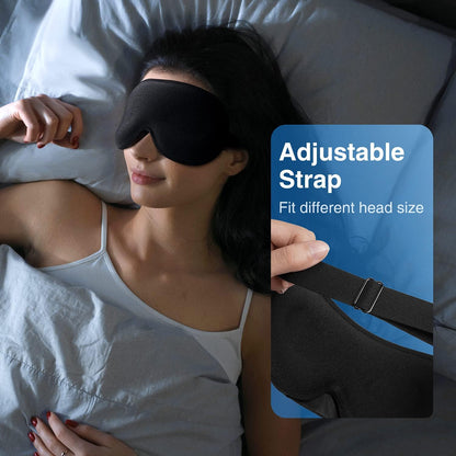 Weighted Sleep Mask, Women Men 3D Blocking Lights Sleeping Mask (4.2Oz/120G), Pressure Relief Night Sleep Eye Mask with Adjustable Strap, Eye Cover Blindfold for Travel Nap Yoga, Black