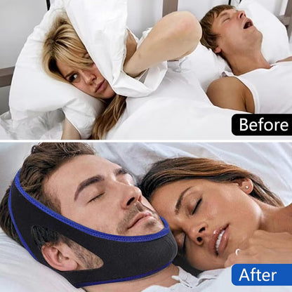 2Pcs Jaw Strap for Snoring, Adjustable Breathable Chin Airflow Jaw Strap, Chin Strap for Sleeping, Simple and Effective Stop Snoring Solution for Men and Women Sleeping (Blue)