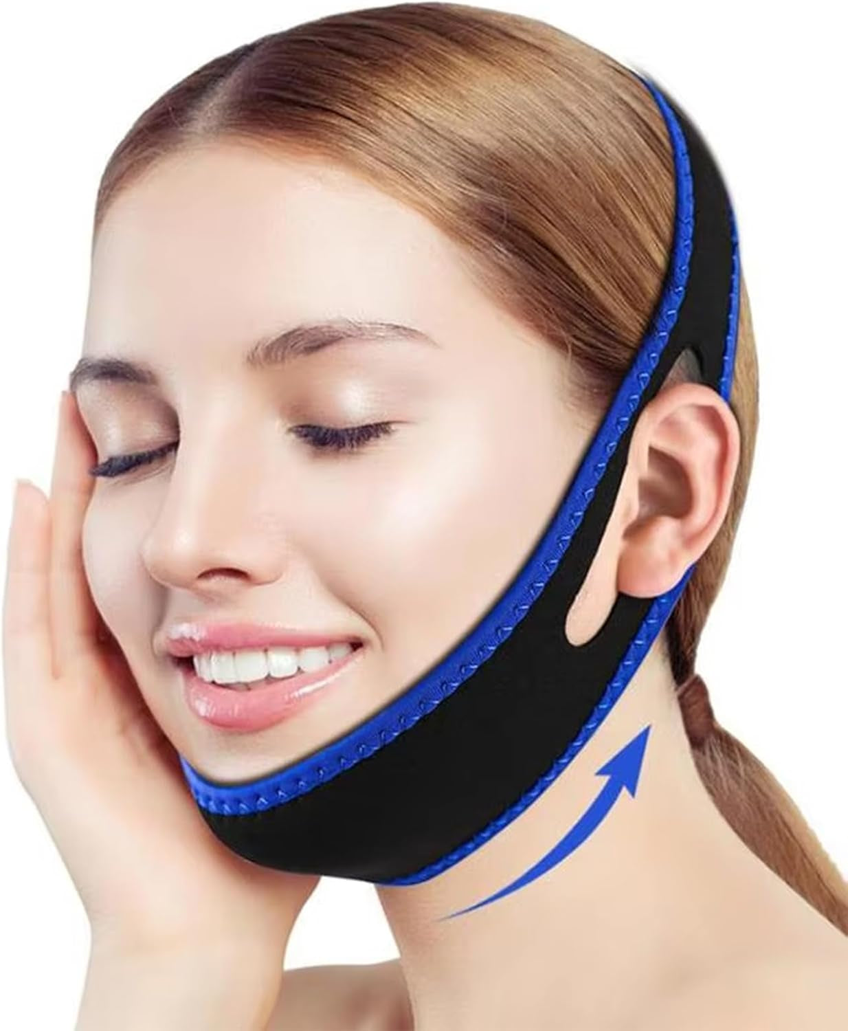 2Pcs Jaw Strap for Snoring, Adjustable Breathable Chin Airflow Jaw Strap, Chin Strap for Sleeping, Simple and Effective Stop Snoring Solution for Men and Women Sleeping (Blue)